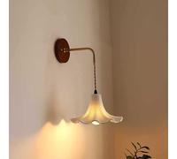 Lámpara de pared con patrón de flores de cerámica de madera, lámpara de pared para sala de estar, longitud ajustable, lámpara de noche Florencia, iluminación de pared decorativa para interiores,