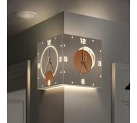 Lámpara De Pared con Reloj Creativo De Doble Cara, Reloj De Esquina, Reloj Silencioso Creativo con Luz LED, Moderno Y Decorativo, con Sensor(Remote Control Switch,12'')