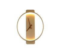 Lámpara de pared con reloj for sala estar, dormitorio, decoración del hogar, aplique fondo, luminaria iluminación, luces nocturnas modernas Led para arte de pared(Warm light,Gold-A)