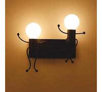 Lámpara de Pared Creativa Moderna, lámpara de Pared pequeña, E27, sin Fuente de luz, vestidor, Dormitorio, Pasillo de Sala de Estar, terraza de Villa, balcón de jardín./Blanco/2 portalámparas/Negro/2