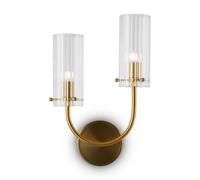 Lámpara De Pared De 2 Brazos De Cristal Y Metal En Latón Dormitorio B:25 Cm G9