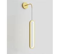 Lámpara de Pared de Anillo Largo de Cobre, lámpara de Pared de latón anular con Pantalla de Silicona, Aplique de Pared LED Moderno para Dormitorio, Sala de Estar, Estudio, Comedor,