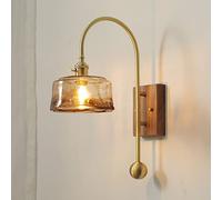 Lámpara de pared de cobre posmoderna Apliques de pared de vidrio nórdico Luces de pared de cabecera Linterna de pared interior con interruptor Lámpara de pared de una sola cabeza for sala de estar Dor