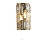 Lámpara De Pared De Cristal Con Interruptor H: 27 Cm En Latón Crema 2x E14