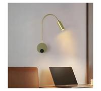 Lámpara de Pared de Lectura LED de 3 W con Cuello de Cisne, Flexible y Ajustable, con Interruptor, para Trabajar, estudiar, Montar en la Pared, 85-265 V, para Dormitorio y mesita de Noche (Dorada)