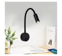 Lámpara de Pared de Lectura LED de Cuello de Cisne de 3 W, Flexible y Ajustable con Interruptor, Ideal para Trabajar, estudiar, Montar en la Pared, 85-265 V, para Dormitorio, mesita de Noche ()