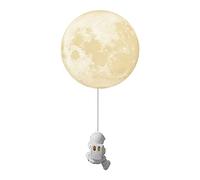 Lámpara de pared de luna de 10 pulgadas con luz de pared lunar astronauta, brillo ajustable, luz de techo de lámpara de luna de impresión 3D para el hogar, oficina, barras y café, bombilla LED E26