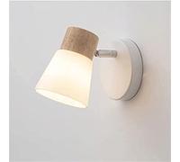 Lámpara de Pared de Madera de Caucho + Hierro Forjado + Vidrio, Aplique de Pared para Mesita de Noche, Apliques E27, Iluminación de Pared Compatible con Sala de Estar, Dormitorio, Aseo, Baño, Comedor,