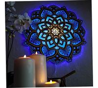 Lámpara de pared de mandala, tallado de madera de 11.8 pulgadas atmósfera de mandala luz nocturna, carga de yoga de carga decoración decorativa de luz colgante para dormitorio decoración de la sa
