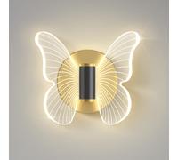 Lámpara de pared de mariposa LED Luces de pared Aplique de pared moderno Accesorio de luz animal Creativo 12W Cabecera para pasillo Habitación de niños Infantil, Blanco cálido Blanco frío (1 cabeza)