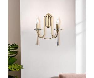 Lámpara de pared de metal anticuación, 38 cm de altura, 2 x casquillo E14, calificación IP20, placa base de 7 x 19 x 3 cm, iluminación elegante para decoración del hogar y la oficina