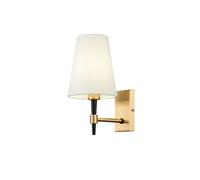 Lámpara De Pared De Metal Y Tela De 28 Cm De Alto En Latón Blanco E14 Moderna
