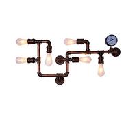 Lámpara de pared de óxido de 3 cabezas Lámpara de pared de tubería de agua industrial vintage Retro E27 Edison Hierro forjado Steampunk Lámpara de pared Dormitorio Luz de noche Decoración del hogar
