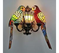Lámpara De Pared De Pared De Loro Grande Estilo Tiffany Luces De Pared De Vidrio Manchadas Hechas A Mano Vinitage Lámpara De Pared De 3 Luces para La Sala De Estar del Dormitorio.