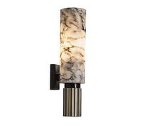 Lámpara de pared de piedra de estilo nórdico, pantalla de mármol cilíndrica, aplique de pared, base de cobre, decoración interior, luces de pared para sala de estar, comedor, pasillo, estudio, ilumina