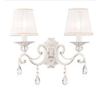 Lámpara De Pared De Salón De Tela Y Metal En Shabby Blanco Oro Blanco 2x E14