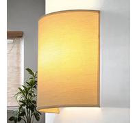 Licht-Erlebnisse Aplique marrón, luz de arriba abajo, pantalla de tela, aplique E27, A:20 cm, poco deslumbramiento, acogedor, salón, aplique dormitorio