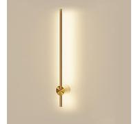 Lámpara de pared de tira interior, lámparas de pared largas lineales de latón con pantalla de lámpara de silicona blanca, apliques de pared LED modernos, luces de pared creativas giratorias de 360 °