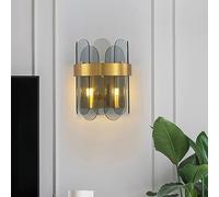 Lámpara De Pared De Vidrio Gris De Mediados De Siglo, Aplique De Pared Industrial Vintage Dorado, 2 Luces, Lámpara De Pared Nórdica Moderna Negra para Dormitorio, Sala De Estar, Baño, Pasillo, Resta