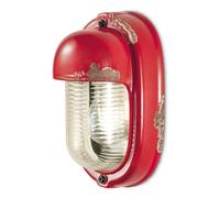 Lámpara De Pared De Vidrio Y Cerámica H: 24 Cm Roja Shabby Antiguo Marítimo E27