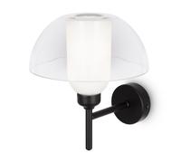 Lámpara De Pared De Vidrio Y Metal E14 24,4 Cm De Alto Negra Y Blanca Moderna