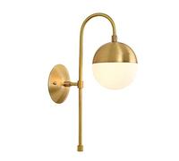 Lámpara de Pared Dormitorio Mesilla de Noche Pantalla de Cristal Esférico Dorado Lámparas Apliques Accesorios para Toma E27 Apliques Decorativos Minimalistas Modernos Luces para Salón Pasillo