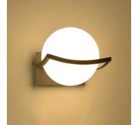 Lámpara de Pared esférica Creativa para Dormitorio, mesita de Noche, Redonda, Blanca, para Hotel, Sala de Estar, cafetería, Bar, Pasillo, Pantalla de Cristal E27, Luces de Pared de Hierro Forjado,