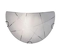 Lámpara de pared exclusiva Sandrina 30 x 15 cm, pantalla de cristal en color blanco con diseño de rayas.