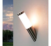 Lámpara de pared exterior acero inoxidable en plata IP44 puerta delantera terraza jardín D:18,7 cm E27 bajo deslumbramiento moderna lámpara de pared exterior BRIGHTON