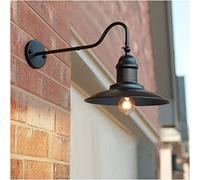 Lámpara de Pared Exterior Cuello de Cisne E27, Retro Industrial Aplique de Pared en Metal Casquillo E27 Luz de Pared Exterior Impermeable para Entrada Porche Garaje Jardín,Negro