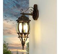 Lámpara De Pared Exterior De Vidrio De Aluminio E27 IP44 Beige Rústica De Jardín