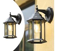 Lámpara de pared Exterior de vidrio rústica, Linterna de pared Retro Estilo Europeo E27, Lámpara de cristal Impermeable ligera al aire libre, Luz de pared para pasillo Villa Patio Jardín (B)