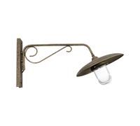 Lámpara De Pared Exterior IP44 En Bronce Antiguo Mate E27 Vidrio De Latón Real