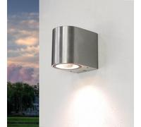 Licht-Erlebnisse Lámpara de exterior de pared Aalborg compacto en acero inoxidable GU10 IP44 Impermeable Foco Lámpara de pared para la casa pared patio jardín