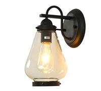 Lámpara de Pared Exterior Sencilla, de Hierro Forjado con Pantalla de Cristal, Resistente Alua Ip65, Aplique de Pared Creativo Y con Personalidad para Balcón, para Portalámparas de Exterior E27.