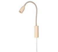 Lámpara de pared Flex Sten, color arena, cable transparente, ancho: 4 cm, altura: 61 cm, proyección: 35 cm, con control de gestos, regulable sin niveles, 1 x LED 5 W, 3000 K, 420 lm