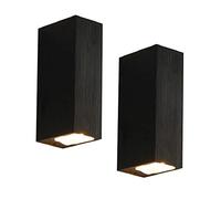 Lámpara de pared Iluminación Luz montada en la pared Paquete de 2 Lámparas de pared LED impermeables 2 luces rectangulares 6W IP54 - Aplique de aluminio para interiores y exteriores, luz arriba para