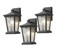 Lámpara de Pared Impermeable for Exteriores, Linterna Vidrio Vintage, Carcasa Aluminio, iluminación Montaje en con Casquillo, luz Externa Antigua(3-Pack)