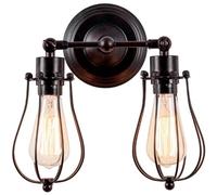 Lámpara de Pared Industrial, Aplique de Pared Estilo Loft Antiguo, Lámpara de Pared de Metal Vintage para Dormitorio, Mesita de Noche, Cenador, Cocina, Bar./a/Cabeza Doble