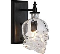Lámpara de pared industrial Diseño de calavera de cristal Lámpara de pared de hierro forjado retro creativa Dormitorio Sala de estar para bar Restaurante Deco Pasillo Pasillo Escaleras Luz de pared