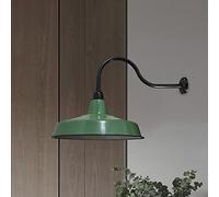 Lámpara de Pared Industrial Luz de Granero Vintage Aplique de Pared con Cuello de Cisne para Exteriores Luz de Montaje en Pared Verde de Metal para Porche, Entrada, Garaje, almacén