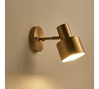 Lámpara de pared industrial retro de metal negro Linterna vintage Base de oro cepillado E27 Lámpara de pared de cabecera Reflector Iluminación interior Aplique de pared Cableado para comedor Cocina