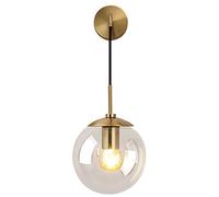 Lámpara de Pared Industrial Vintage de 15cm con Forma de Globo de Cristal, Aplique de Pared para Dormitorio y Pasillo, lámpara de Pared con Esfera de Cristal Transparente Retro