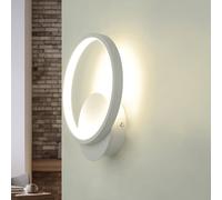 Lámpara De Pared LED Ø 19,5 Cm Blanca 4100 K Metal Anillo 760 Lm Decorativa