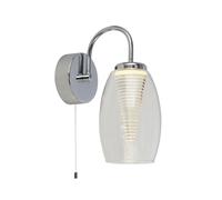 Lámpara De Pared LED Cromo H: 26,5 Cm Metal Con Interruptor Cálido 3000 K