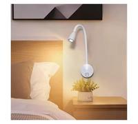 Lámpara de Pared LED de 3 W con Cuello de Cisne, Flexible y Ajustable, con Interruptor, para Trabajar, estudiar, Montar en la Pared, 85-265 V, para Dormitorio, mesita de Noche (Negro) ()