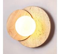 Lámpara de Pared LED de Interior de Madera y Piedra Natural, diseño Moderno de esferas acrílicas para Dormitorio, Sala de Estar y escaleras.