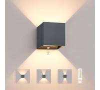 Lámpara de Pared LED Exterior con Sensor Movimiento 6W, IP65 Aplique para Interior/Exterior con Bombilla G9 Sustituible 3000K, Luz Orientable Arriba/Abajo con Ángulo Regulable, para Jardín, Antracita
