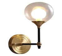 Lámpara de pared LED, lámpara de pared Globo de cristal Aplique de pared de latón Montaje empotrado Lámpara de noche para dormitorio Aplique de pared interior Accesorio de iluminación para sala de
