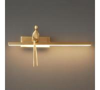 Lámpara de Pared Led Lineal Larga Estilo Retro Americano Dorado/Negro, Aplique de Pared Moderno Europeo Minimalista Totalmente de Latón, Aplique de Pared para Tocador de Dormitorio, Lámpara de Pared D